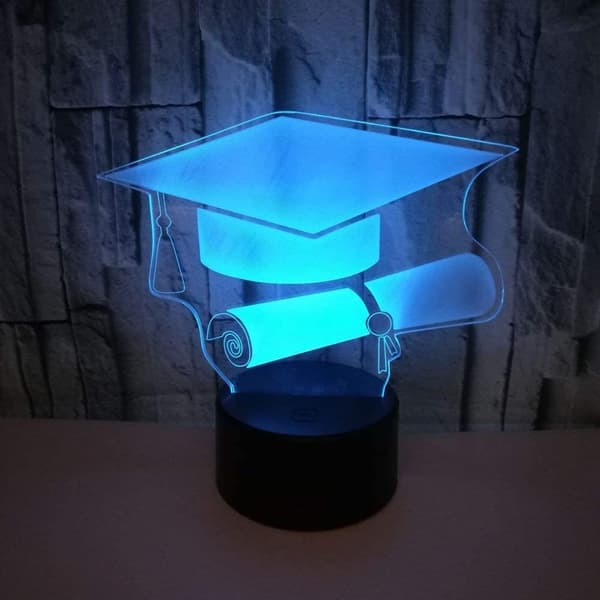 3D Bachelor's Hat Nattlampa USB Ström Touch Switch LED Dek
