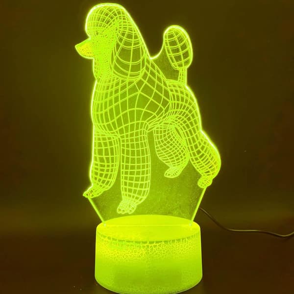 3D Hunde Natlampe Illusion 7 Farveskiftende Touch Swit