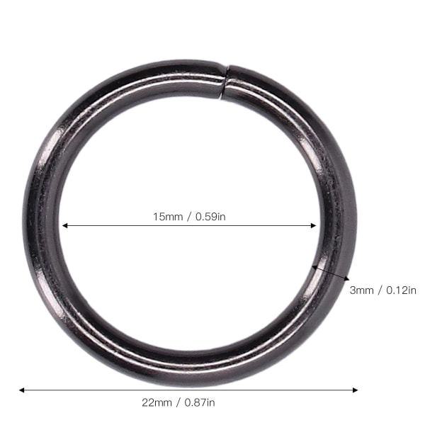 50 stk. metalringe 15x3mm jernmateriale robust holdbar multifunktionel udsøgt O-ringe metal Gray