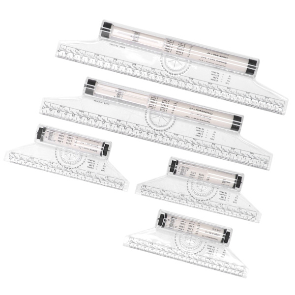 5 stk. Målervals 15cm 30cm Klar Skala Transparent Letvægts Parallel Vals Lineal med Formler til Arbejde