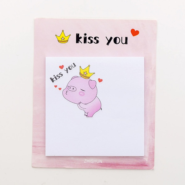 Pink Cute Pig Sticky Paste Note for a Young Girl's Heart and Students (Kiss You)