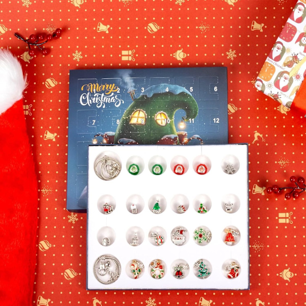 Julekalender armbånd 2024 for jenter 24 dager julekalender nedtelling DIY smykkefremstillingssett gave 22 sjarm perler 2 armbånd for barn
