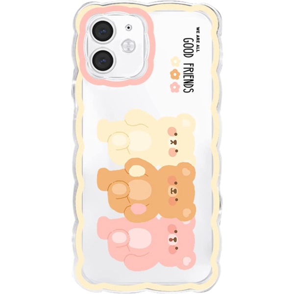Kompatibel med iPhone 12 Case Transparent Cute Three Bear