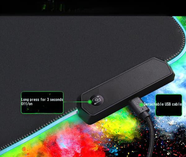 Gaming Musematte - Stor utvidet 8 lysmodus Myk LED Musematte, Sklisikker gummibase, Vanntett, Datamaskin Tastatur Musematte Matte for Pro Gamer