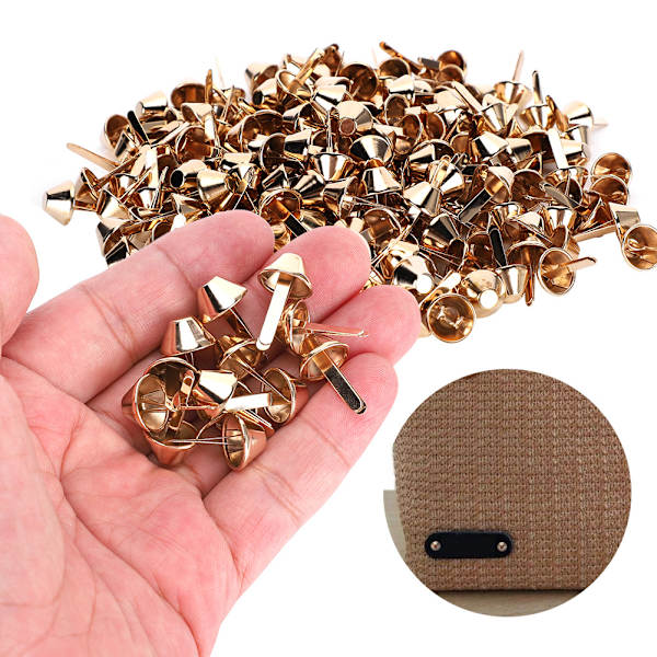 200 stk. 12 mm fødder nitter messing pung taske nitter spand form hardware montering DIY tilbehør lys guld