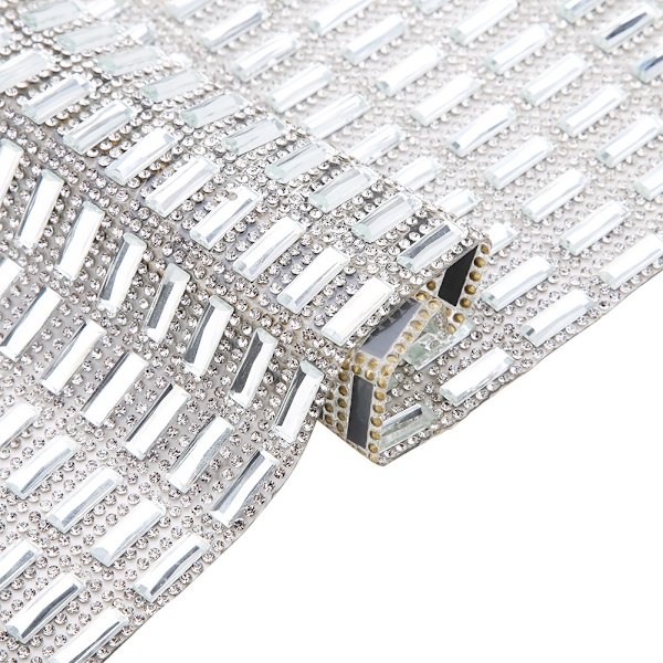 5*15mm Hvid Glas Rhinestone Trim Crystal Hotfix Strass Mesh Banding Sticker Appliques Sheet