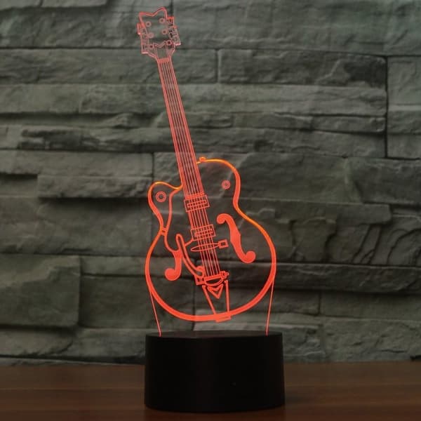 3D gitarr nattlampa bord skrivbord optisk illusion lampor 7 Co