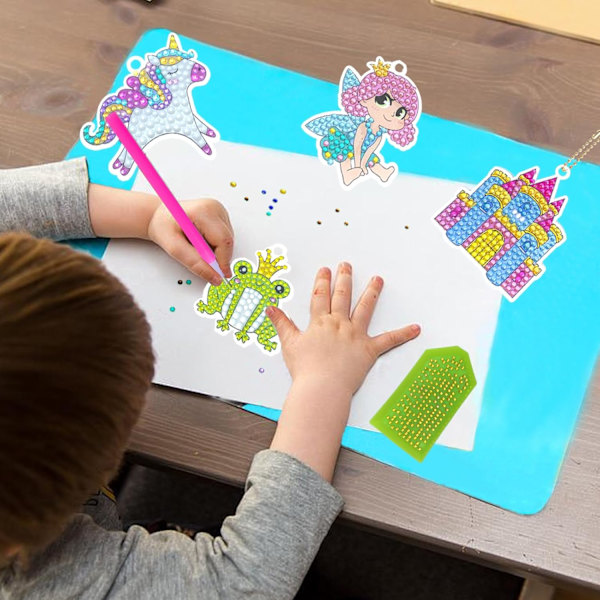 Timanttimaalaus avaimenperät, 15 kpl 5D prinsessa timanttimaalaus avaimenperät DIY timantti koriste-asusteet taiteet ja käsityöt lapsille aikuisille