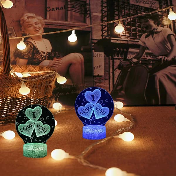 3D Illusjon Nattlys Lampe Jeg Elsker Deg Gave 3D Nattlys