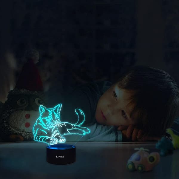 Katte Leker Visuell 3D Nattlys 2D Lampe Jul Fest