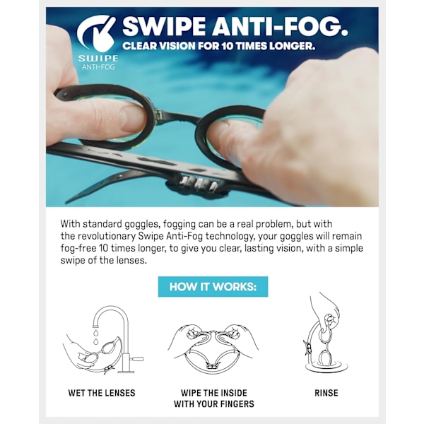 Unisex Vuxen Tri Simglasögon för Triathlon och Fitness Swipe Anti-Fog Bred Synfält Spegellins