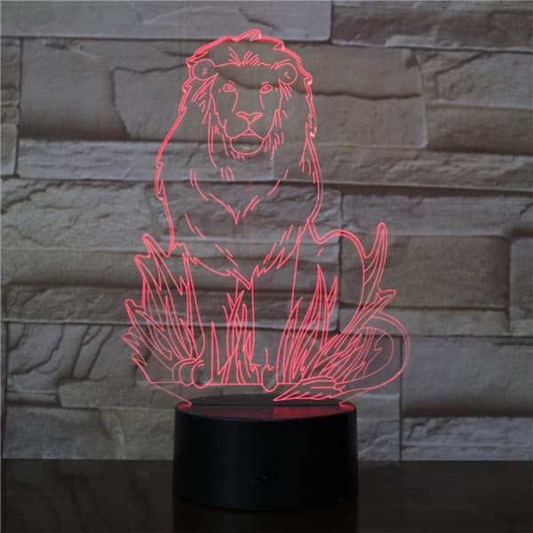 3D Illusjon Nattlys Skrivebordslampe 3D Led Løvemodell Nattlys