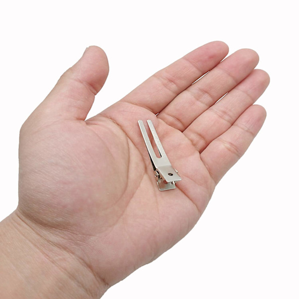 100 stk. frisør dobbelt gaffel krølleklemmer 1,8\" krølleindstillingssektion hårklemmer til hårbue stor stift krølleklemme, stylingklemmer Silver-100