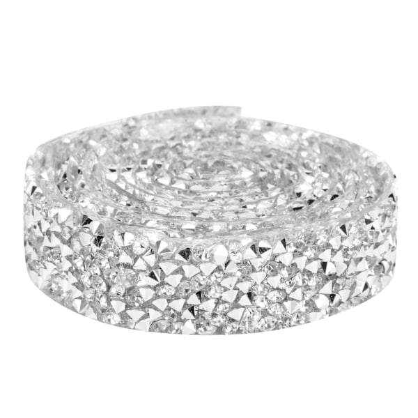 5 meter Rhinestone Crystal Mesh Kedja Banding Strykjärn på Applikation Bröllopsklänning Skor Trim (Silver)