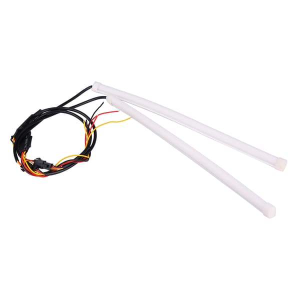 2*30cm Bil 12V Fleksibel Blød Rørguide LED Strip DRL Lys Blinklys Blå&Gul