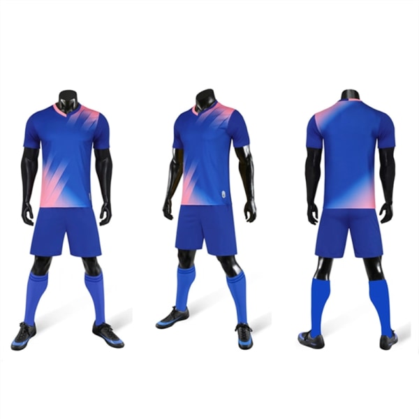 Andningsbara fotbollströjor för män och barn, träningsdräkter, löpset, snabbtorkande joggingkläder, fotbollssportkläder Blue XS