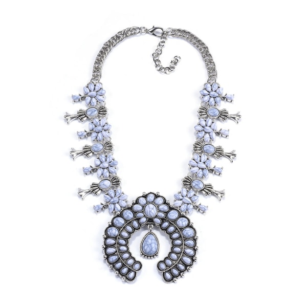 Halsband för kvinnor, Boho turkos blomma hänge kläder Acc