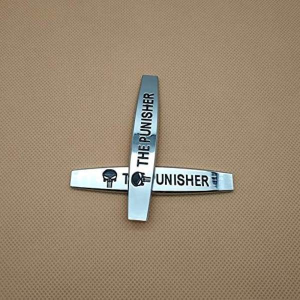 2X The Punisher Skull Silver Car Emblem 3D Metal Side Fender Decal Auto Badge Sticker