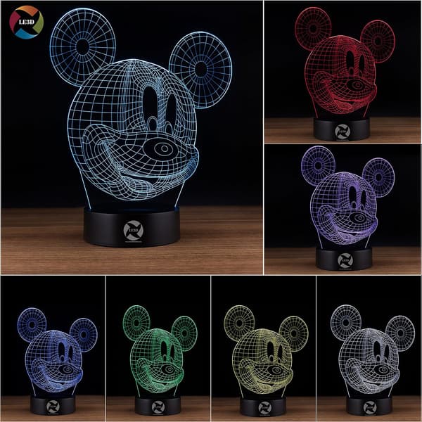 3D Optisk Illusjon Nattlys - 7 LED Fargeskiftende Lampe