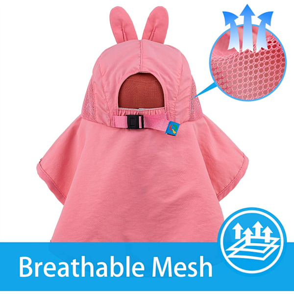 Barn Solhatt UPF 50+ Pojke Flicka Skyddande Hatt Bred Brätte Strand Pink 2
