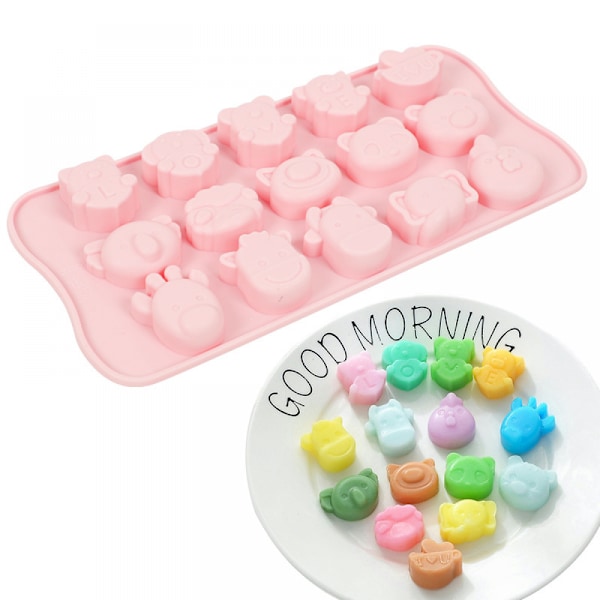 2PCS Cartoon Animal 15 Grid Pressed Soft Bottom Ice Block M