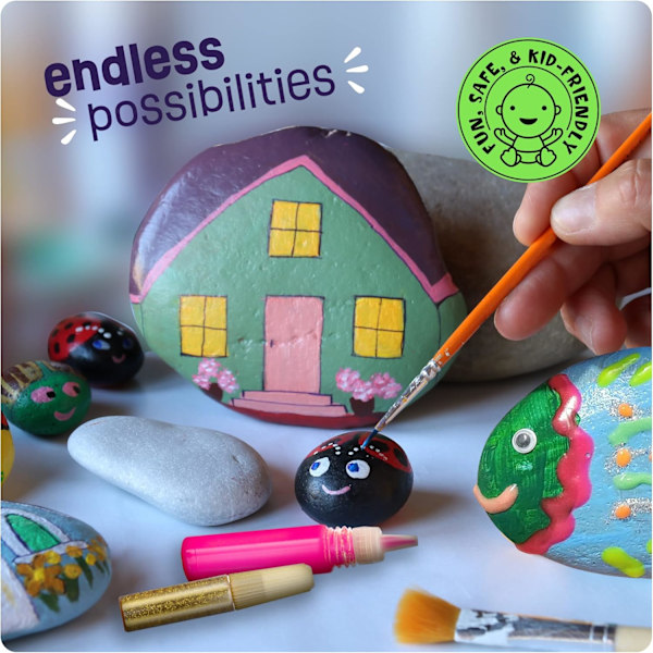 Stenmålning Kit för Barn - Glow in The Dark - Konst & Hantverk Påskgåvor för Pojkar och Flickor - Hantverksaktiviteter - Kreativa Konstleksaker för Barn