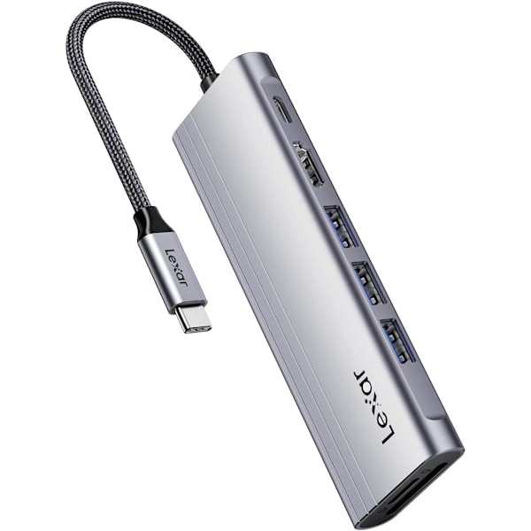 H31 USB C Docking Station HDMI 4K@60Hz, 7-i-1 OTG USB C Hub Multiport Adapter Dongle med 3 USB 3.2-portar, HDMI, 100W PD, SD/TF-kortläsare Kompatib