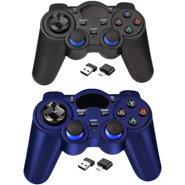 USB 2.4G trådløs spilcontroller 2-pak til pc/laptop-computer (Windows XP/7/8/10)/ Android / PS3 & Steam joystick gamepad til pc-spilcontroller C
