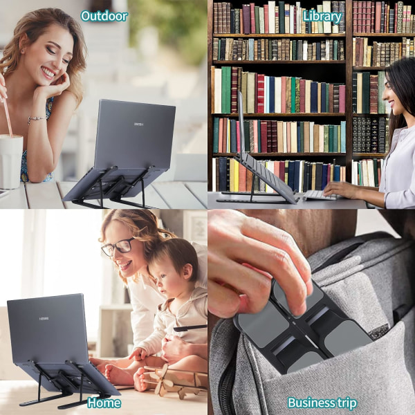 Bærbar computer stand til skrivebord, justerbar ergonomisk bærbar computer riser, 8 vinkler skridsikker bærbar computer holder kompatibel med MacBook, Hp, Dell, Lenovo alle bærbare computere 10-1