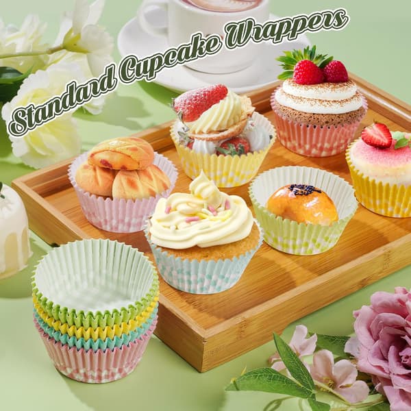 100 st vårpläd cupcakeformar, standard ugnssäkra muffinsbakformar för påskfödelsedags-tebjudningsdekoration