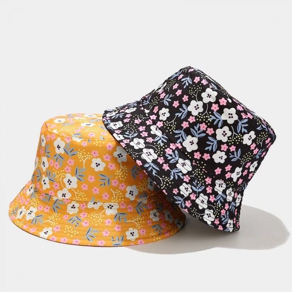 Unisex Bucket Hat Dubbelsidig Bärbar Fiskemössa Vändbar Black