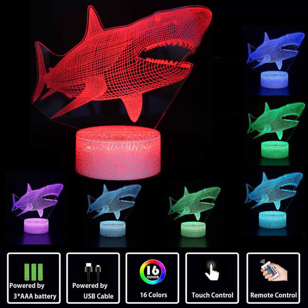 Natlampe til Børn, 3D Visualisering 7 Farver + 16 Farveskift Optisk Illusion Led Berøringsfølsom Lampe