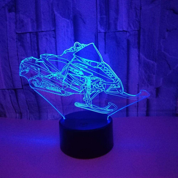 Snöskoter 3D Illusion Fjärrkontroll Nattlampa, 16-Färg