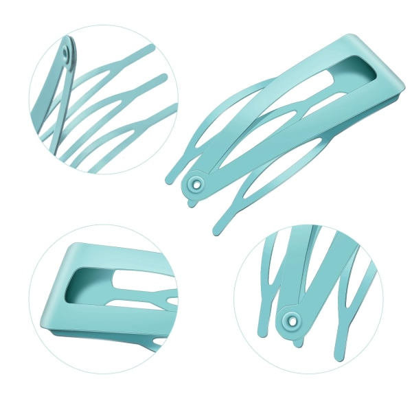 24 stk. dobbelt greb hårklemmer metal snap hårklemmer kvinder hår barrettes til hår styling, salonartikler Light Blue