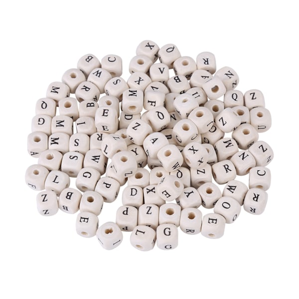 100pcs Mixed Maple Square Bead Letter Cube Loose Spacer Beads For DIY Jewelry Making