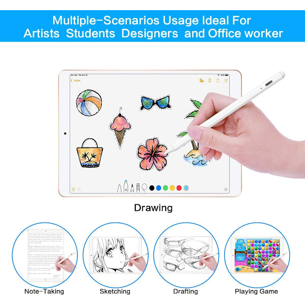 Stylus Pen til Apple iPad Pencil - Aktiv pen med håndfladeafvisning Kompatibel med 2018-2020 Apple iPad 9. generation 8. generation 7. generation 6. generation iPad Air 4. generation 3. generation
