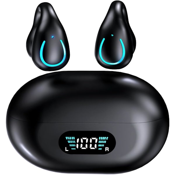 Trådløse øretelefoner Bluetooth 5.3 Hovedtelefoner 50H Afspilning Dyb bas Stereo Øretelefoner med LED Strømindikator Opladningsetui IPX7 Vandtætte Øretelefoner med