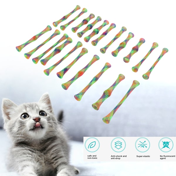 21 st kattspringleksak i nylon, färgglad, interaktiv, rep- och bitsäker, spiralformad leksak för kattungar
