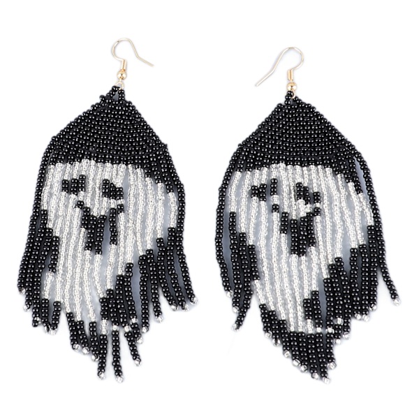 Lange perlearmbånd med dusk øredobber spøkelsesmønster håndverk fargefast lette perlearmbånd dinglende øredobber for kvinner Halloween