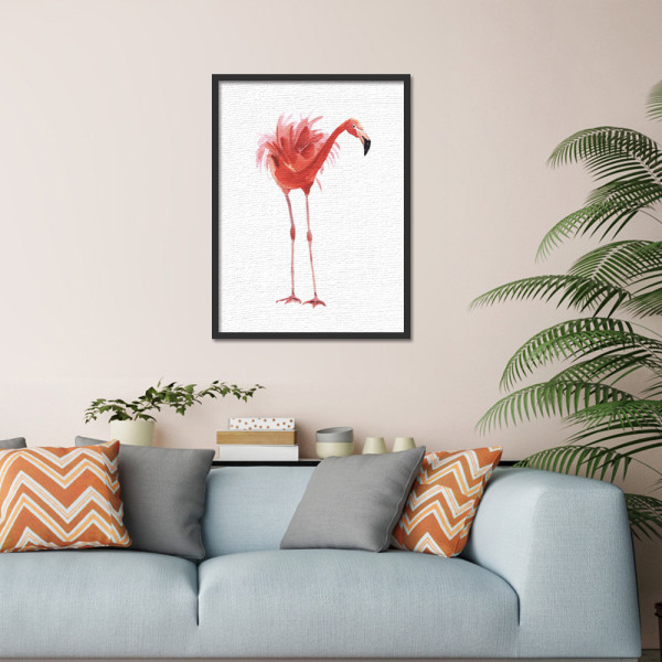 Flamingo Vægkunst Lærredstrykplakat, Enkelt Mode Vandfarve Kunsttegning Dec