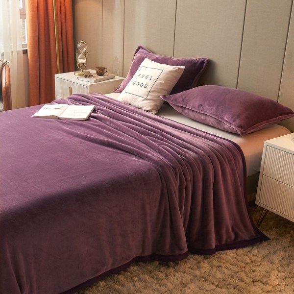 Mjuk fleecefilt Supermjuk mysig sängöverkast filt dark purple 150*200 cm