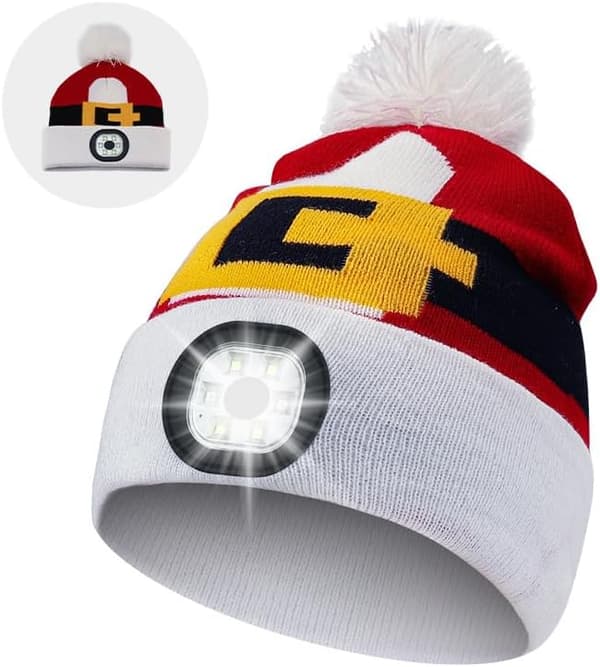 Børne Beanie Hat; Lysende Hat; LED Lys Hat; Strikket Hat; Varmt Hat Brown