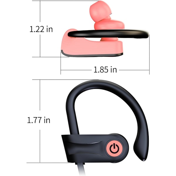 Bluetooth-kuulokkeet, langattomat juoksukuulokkeet 16 tunnin toistoajalla, HD Deep Bass Stereo IPX7 vedenpitävät kuulokkeet Bluetooth 5.3 äänieristyksellä Pink