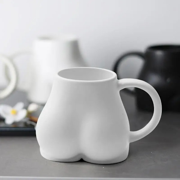 Keramisk Numse Krus Numse Krus Kaffekop Sjov Tekop 300ml Numse Keramisk Kaffekrus Balde Krus Kop til Kaffe Mælk Te WHITE