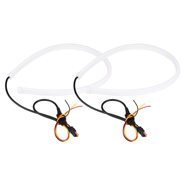 2*45cm Bil 12V Fleksibel Myk Rørguide LED-stripe DRL-lys Blinklys Blå&Gul