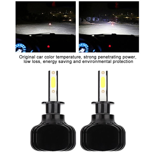 2 st H3 60W Stora Kraftvita Ljusfläktlösa Bil LED-Strålkastare L5 Inbyggd Drivning