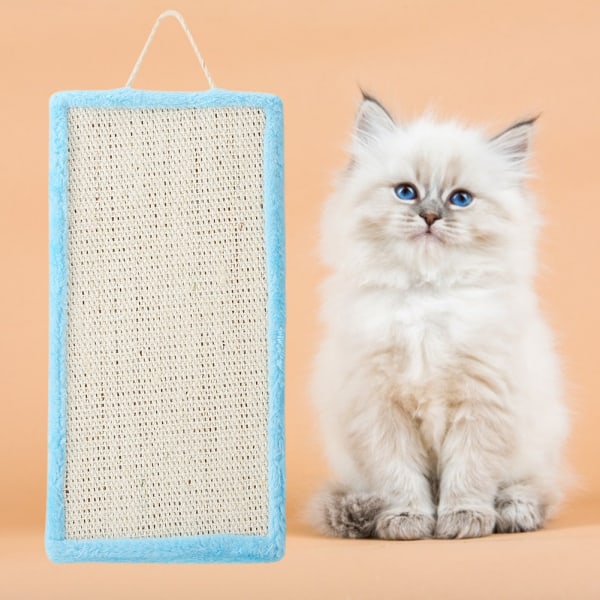 Sisal Hanging Cat Kitten Scratch Pad Catnip Scratching Claw Board Pet Toy Accessory Blue