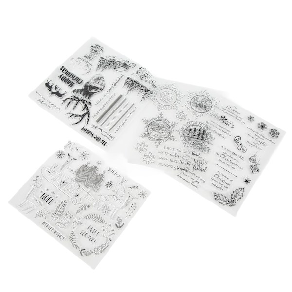 4 stk. gjennomsiktige stempler i TPR-materiale med julemotiv - Gjenbrukbare dekorative verktøy for scrapbooking og DIY-håndverk