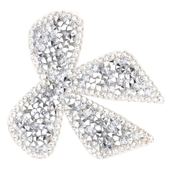 Smukke Rhinestones Sløjfe Krystal Kæde Trim Tøj Broderi Mærkat Patches (Sølv)