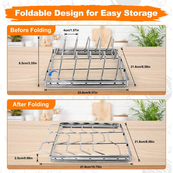 Flerställningsställ utformat för att hålla flera plattor vertikalt, maximerar utrymmet för rökning, grillning och utomhusmatlagning, 2-pack, silver 2-pack